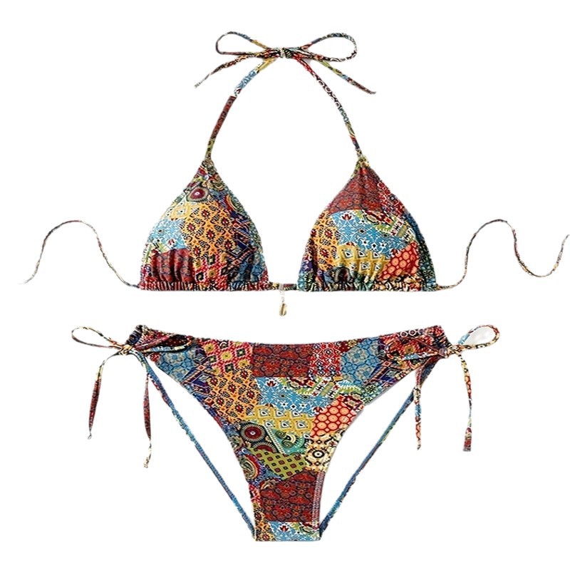 Print Tie-separated Swimsuit Women Sexy Bikini
